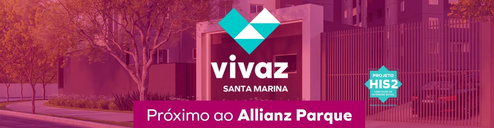 Fachada do empreendimento com logotipo Vivaz Santa Marina