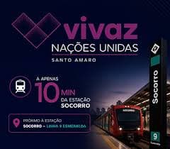 Banner promocional do empreendimento informando proximidade com a Estação Socorro