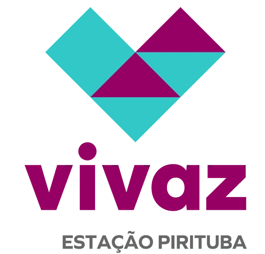 Logotipo do empreendimento Vivaz Estação Pirituba em tons de roxo e azul-turquesa